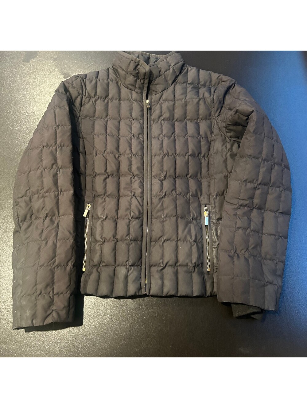 vintage designer jcrew size xs Black Quilted Puffer Jacket with Zipper Pockets